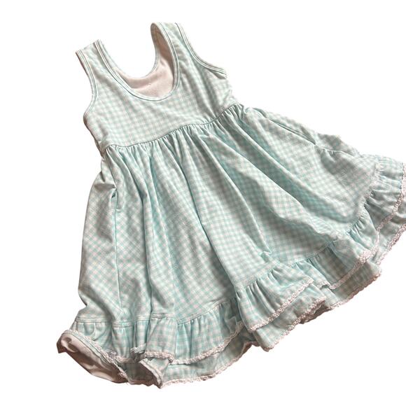 Jane + Jo 4t Wide Strap Tank Dress Turquoise Gingham Cottagecore Fairycore READ - Picture 2 of 6